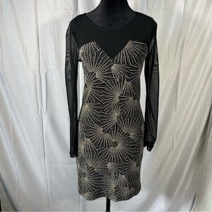 Chic Black and Gold Long Sleeve Dress